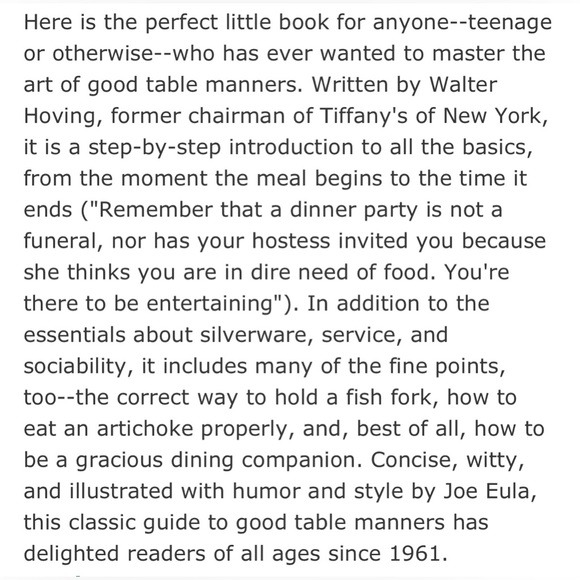 Tiffany’s Table Manners for Teenagers hardcover book - Picture 5 of 5